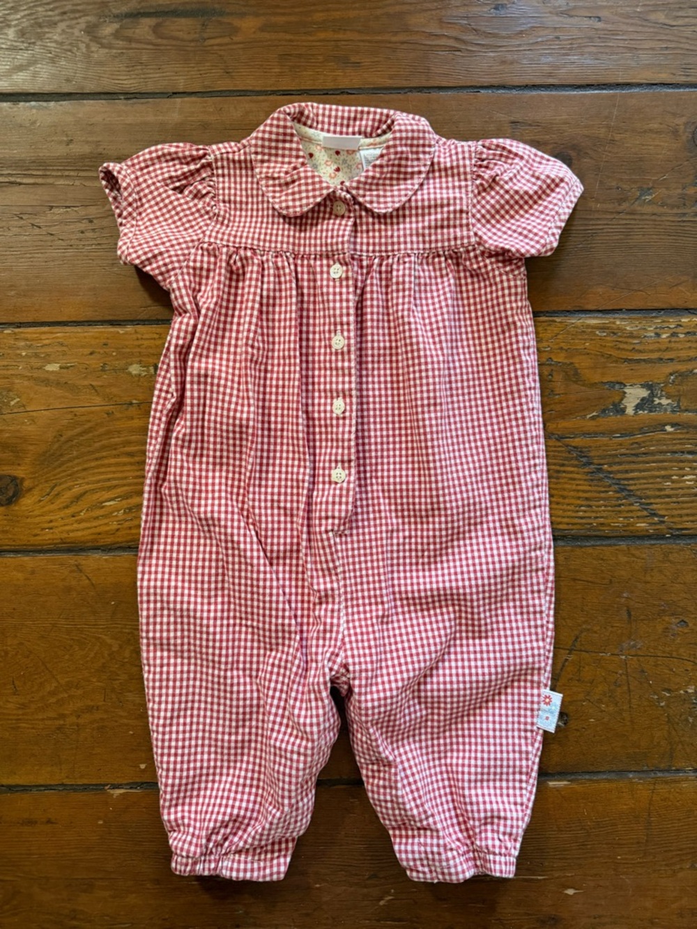 VTG Cherokee Baby Playwear Classic Red and White Gingham Baby Romper